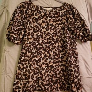 LOFT Leopard Print Shirt with pugfed shoulders